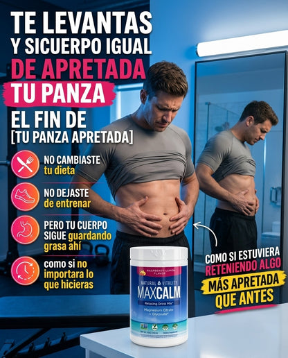Max Calm: Bebida Antiestrés (Citrato de Magnesio Iónico + Glicinato) Sabor a frambuesa y limón